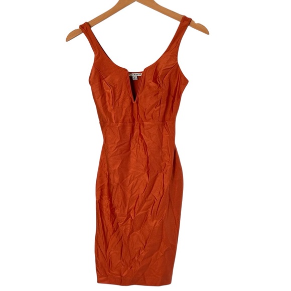 Haute Monde Dresses & Skirts - Haute Monde | Orange silky sleeveless deep v-neck midi dress